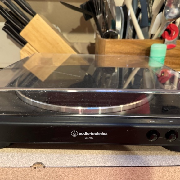 Audio Technica Black Vinyl Record Player with Sleek Design